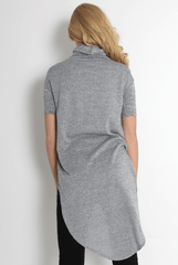 Erin Grey High Neck Dipped Hem Top