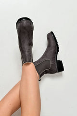 Grey Faux Suede Stud Trim Chelsea Boots - Spencer