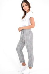 Hounds-Tooth Tapered Trousers With Turned Up Hem - Kharli