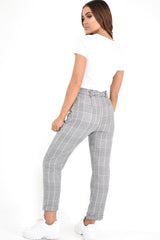 Hounds-Tooth Tapered Trousers With Turned Up Hem - Kharli