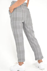 Hounds-Tooth Tapered Trousers With Turned Up Hem - Kharli