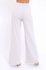 Grey High Waist Flare Trousers -Tisha