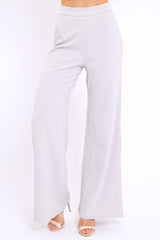Grey High Waist Flare Trousers -Tisha