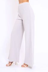 Grey High Waist Flare Trousers -Tisha