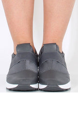 Dark Grey Elasticated Strap Detail Trainers - Ebony
