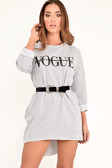 Grey Vogue Slogan Oversized Jumper - Bray