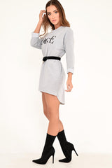 Grey Vogue Slogan Oversized Jumper - Bray