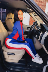 Blue Black Red Striped Tracksuit - Greylynn
