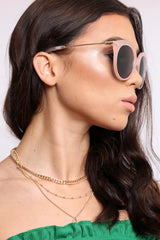 Nude Clear Frame Sunglasses - Greysi