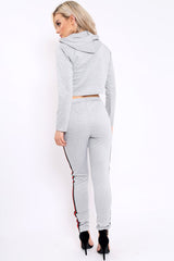 Grey Tracksuit with Khaki and Red Side Stripe - Beatrix