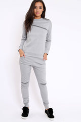 Grey Zip Loungewear Set - Kelly