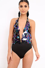 Black Large Sequin Bodysuit - Grissel