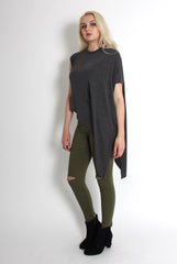Leela Grey Sleeveless Asymmetric Top