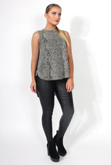 Tilly Black/White Print Dropped Hem Top