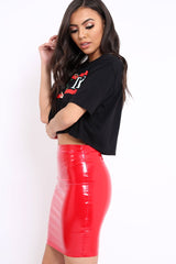 Black Guilty Cropped Slogan T-shirt - Jaedyn