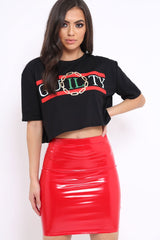 Black Guilty Cropped Slogan T-shirt - Jaedyn