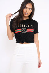 Black Guilty Slogan T-shirt - Ava