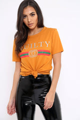 Mustard Guilty Slogan T-shirt - Ava