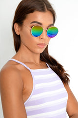 Rainbow Tinted Round Sunglasses - Guliana
