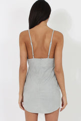 Grey V Plunge Bodycon Mini Dress - Gwen