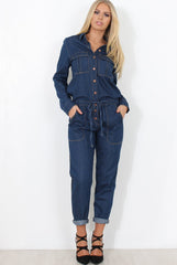 Kath Mid Blue Denim Jumpsuit