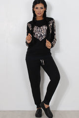 Monique Black Leopard Loungewear Set
