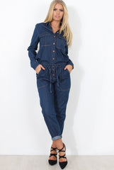 Kath Mid Blue Denim Jumpsuit