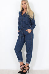 Kath Mid Blue Denim Jumpsuit