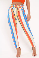 Multi Stripe Paper Bag Waist Trousers - Hadden