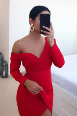 Red Off The Shoulder Blazer Dress - Halia