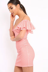 Orange Polka Dot Frill Dress - Halynn