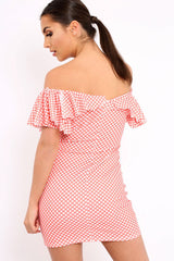 Orange Polka Dot Frill Dress - Halynn