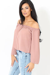 Mauve Bardot Three Quarter Bell Sleeve Crop- Chantelle