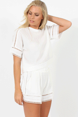 White Embroidered Co-ord - Hanna