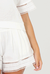 White Embroidered Co-ord - Hanna