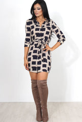Hanah Aztec Navy Shirt Dress
