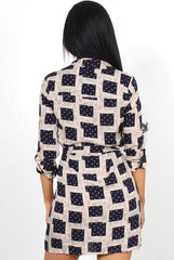 Hanah Aztec Navy Shirt Dress
