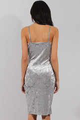 Silver Velvet Wrap Around Dress - Hannah