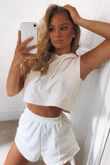 White Hooded Top and Shorts Loungewear Co-ord - Hannie