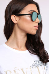 Green Reflective Lens Aviator Sunglasses - Hari
