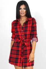Harlow Red Tartan Shirt Dress