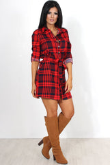 Harlow Red Tartan Shirt Dress