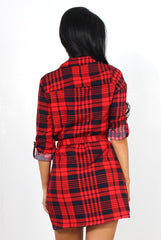 Harlow Red Tartan Shirt Dress