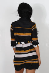 Harlow Black Striped Shirt Dress