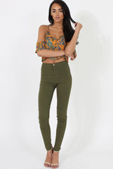 Mustard Cold Shoulder Button Crop Top - Harlow