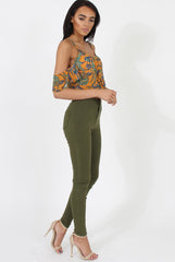 Mustard Cold Shoulder Button Crop Top - Harlow