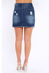 Dark Denim Extreme Distressed Skirt - Harlow