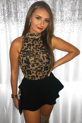 Leopard Mesh High Neck Bodysuit - Harlowe