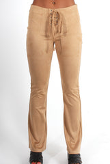 Harper Camel Tie Front Flared Trousers