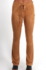 Harper Tan Tie Front Flared Trousers